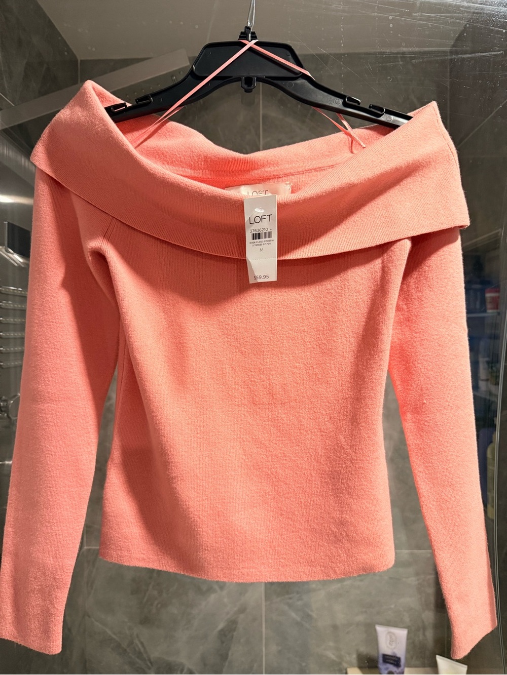 NWT Loft Ribbed Off The Shoulder Sweater in Pink Size Medium - Picture 6 of 8
